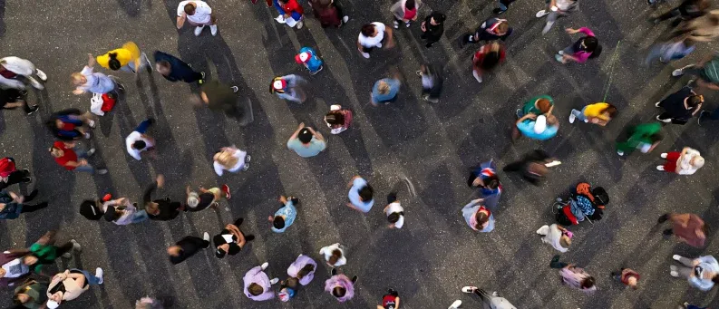 top view of people